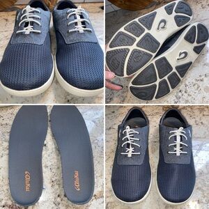 OLUKAI $120 Nohea Mobile Gray Mens No Tie Boat Shoe / Sneaker size 9.5 EUC